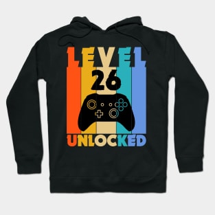 Level 26 Unlocked Funny Video Gamer Birthday Novelty T-Shirt Hoodie